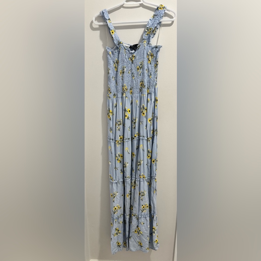 Floral Blue and Yellow Women's Summer Dress 🌻